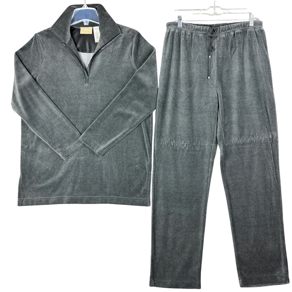 NEW Liz Claiborne Lizwear Women's M Gray Velour Essentials Pullover Pants Set